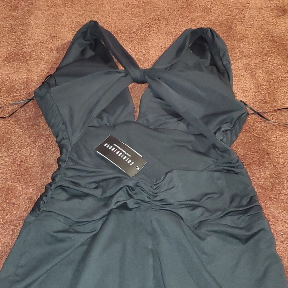 Stretchy V-Neck Little Black Dress - Picture 7 of 12